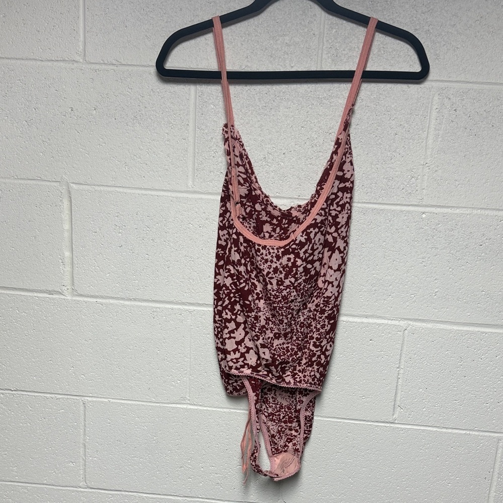 Intimately by Free People Chic Floral Bodysuit in Burgundy and Pink - Picture 4 of 5